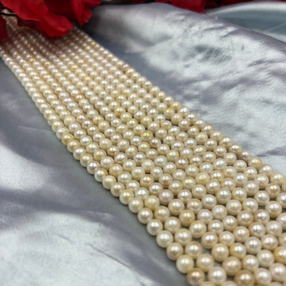Freshwater Pearl , Cream Color, Round Shape, 6.5mm Size