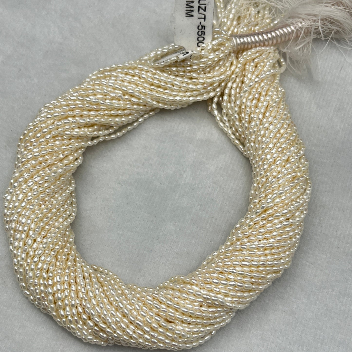 Fresh Water Pearl Off White Color, Rice Shape, AAA Luster Pearl, 2 MM Size