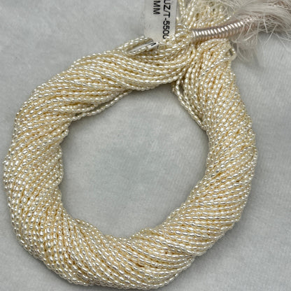 Fresh Water Pearl Off White Color, Rice Shape, AAA Luster Pearl, 2 MM Size