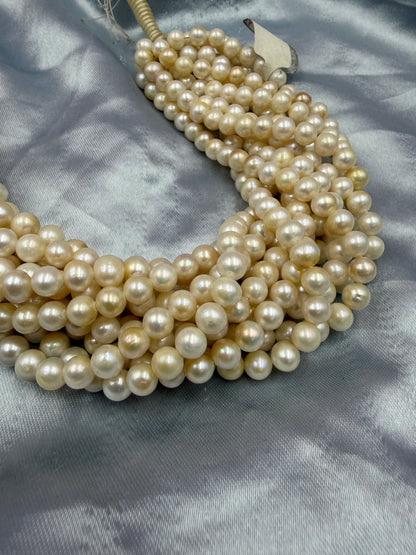 Freshwater Pearl , Cream Color, Round Shape, 6.5mm Size