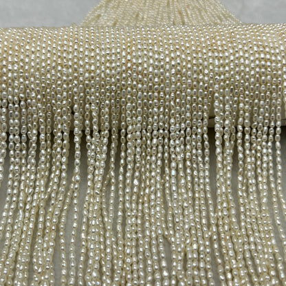 Fresh Water Pearl Off White Color, Rice Shape, AAA Luster Pearl, 2 MM Size