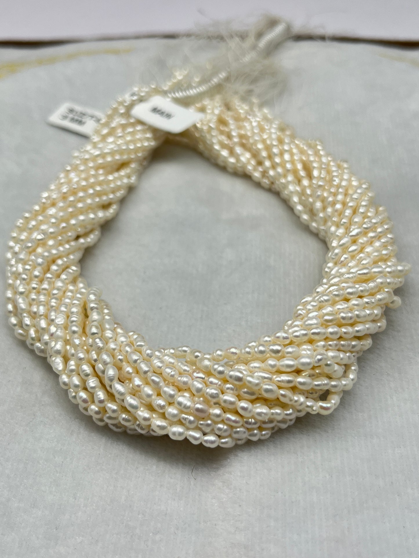 Fresh Water Pearl White Color, Rice Shape, AA Luster Pearl, 3 MM Size