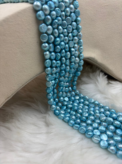 Freshwater Pearl , Light Blue Color, Tumble Shape, 8mm Size