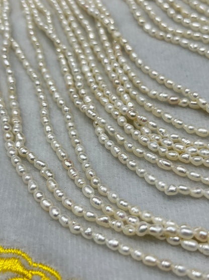 Fresh Water Pearl White Color, Rice Shape, AA Luster Pearl, 3 MM Size