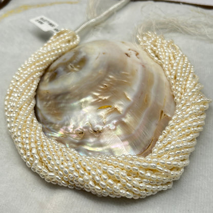 Fresh Water Pearl White Color, Rice Shape, AA Luster Pearl, 3 MM Size