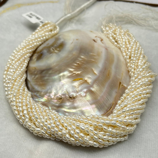 Fresh Water Pearl White Color, Rice Shape, AA Luster Pearl, 3 MM Size