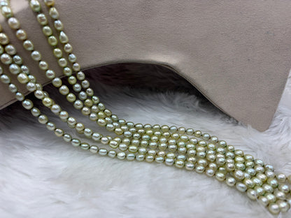 Freshwater Pearl , Light Green Color, Rice Shape, 7-8m Size