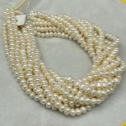Fresh Water Pearl, White Color, Oval Shape, 6-6.5 MM (Approx.)