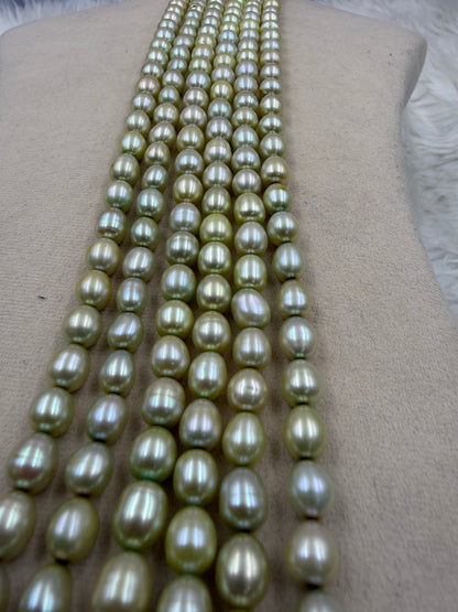 Freshwater Pearl , Light Green Color, Rice Shape, 7-8m Size