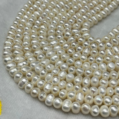 Fresh Water Pearl, White Color, Oval Shape, 6-6.5 MM (Approx.)