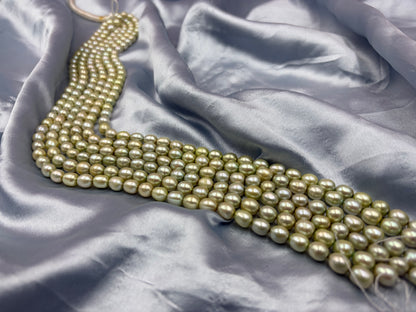 Freshwater Pearl , Light Green Color, Rice Shape, 7-8m Size
