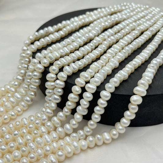 Fresh Water Pearl, White Color, Oval Shape, 6-6.5 MM (Approx.)