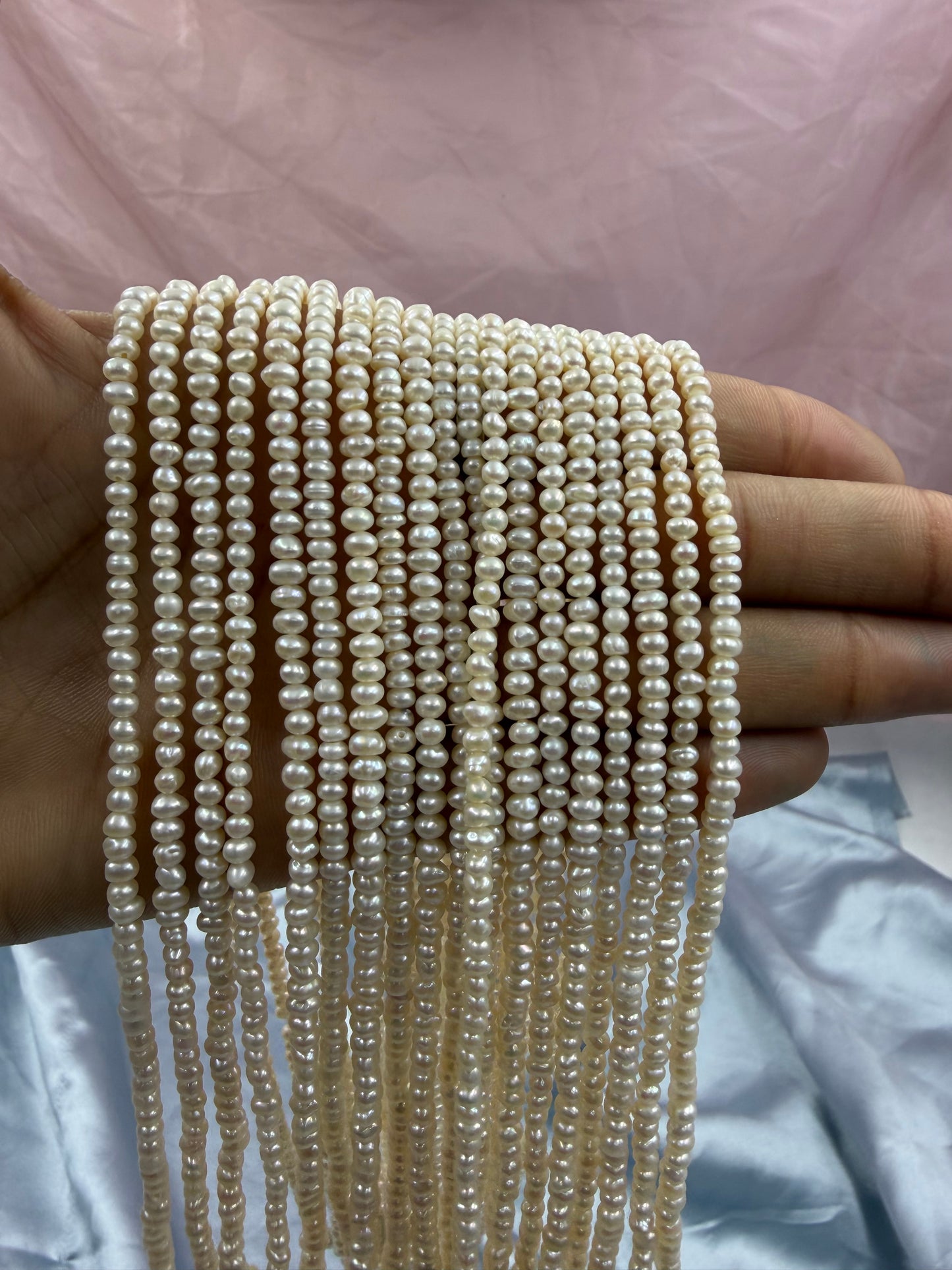 Freshwater Pearl , White Color, Flat Shape, 3.5mm Size