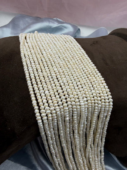 Freshwater Pearl , White Color, Flat Shape, 3.5mm Size