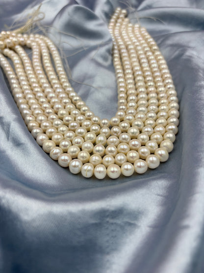 Freshwater Pearl , White Color, Round Shape, 7-8mm Size