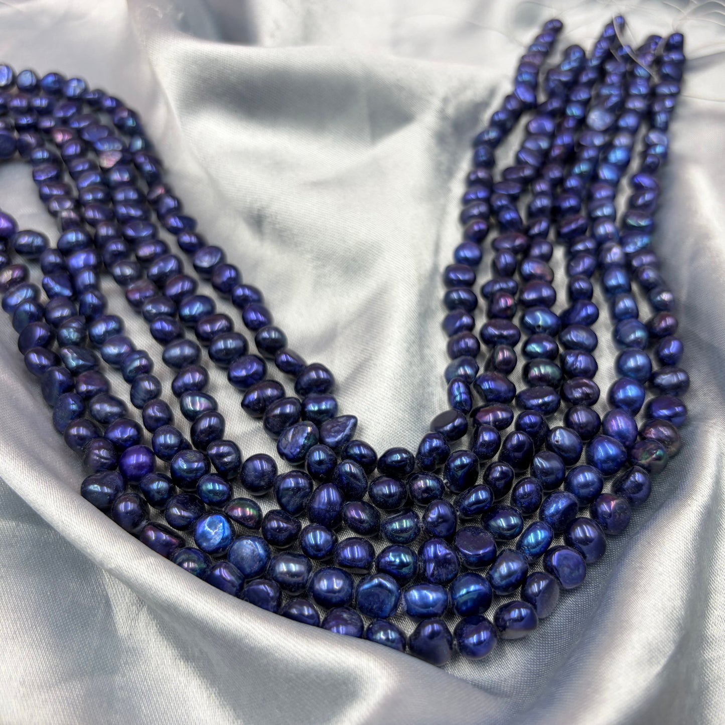 Freshwater Pearl , Blue Color, Tumble Shape, 7.5-8.5mm Size