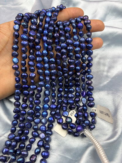 Freshwater Pearl , Blue Color, Tumble Shape, 7.5-8.5mm Size