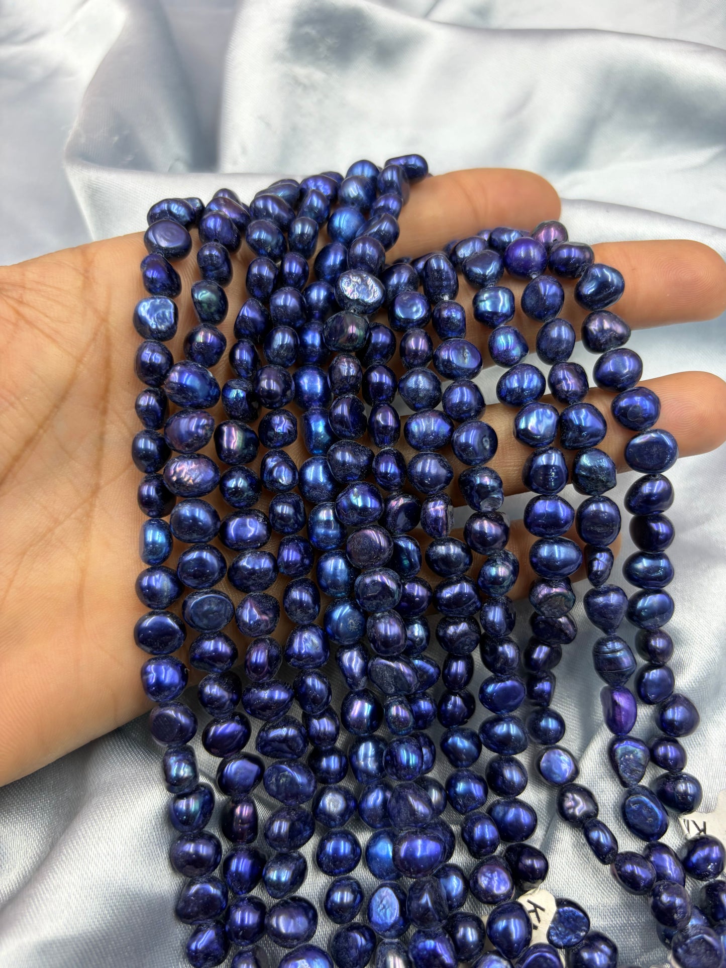 Freshwater Pearl , Blue Color, Tumble Shape, 7.5-8.5mm Size