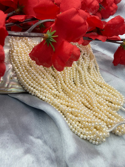 Freshwater Pearl , Off White Color, Potato Shape, 3.25mm Size