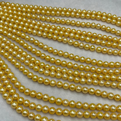 Fresh Water Pearl, Golden Color, Round Shape, 6.5-7 MM Size