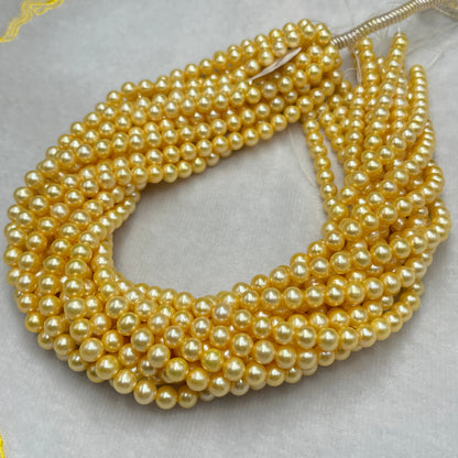 Fresh Water Pearl, Golden Color, Round Shape, 6.5-7 MM Size