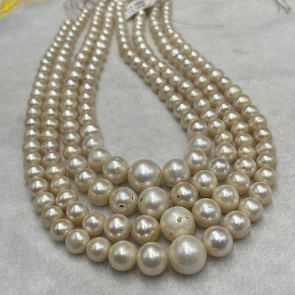 Fresh Water Pearl, Off White Color, Round Shape, 6-13mm MM Size