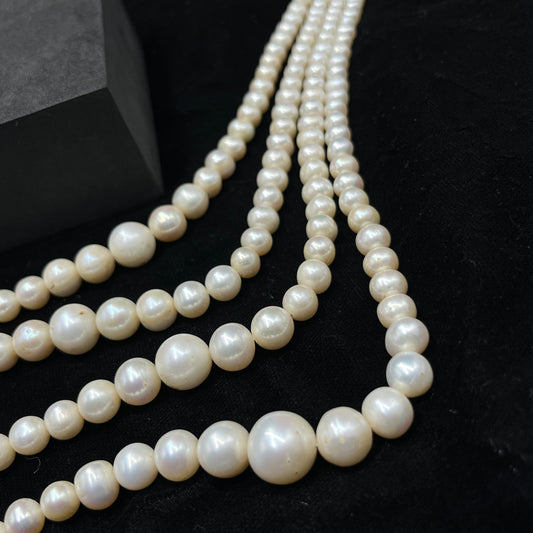 Fresh Water Pearl, Off White Color, Round Shape, 6-13mm MM Size
