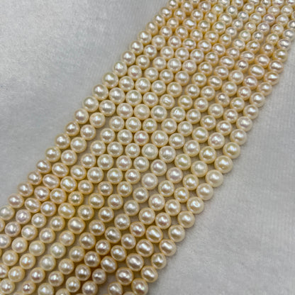 Fresh Water Pearl, Cream Color, Oval Shape, 4-8 MM Size