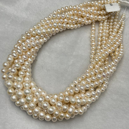 Fresh Water Pearl, Cream Color, Oval Shape, 4-8 MM Size