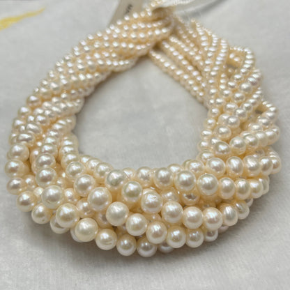 Fresh Water Pearl, Cream Color, Oval Shape, 4-8 MM Size
