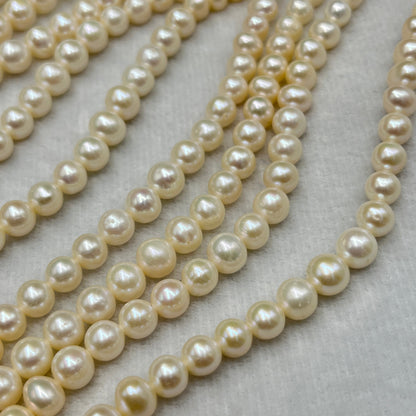Fresh Water Pearl, Cream Color, Oval Shape, 4-8 MM Size