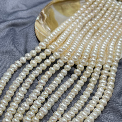 Fresh Water Pearl, Cream Color, Oval Shape, 4-8 MM Size