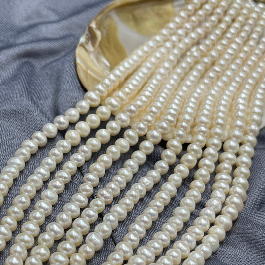 Fresh Water Pearl, Cream Color, Oval Shape, 4-8 MM Size
