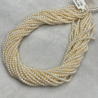 Fresh Water Pearl, Cream Color, Round Shape, 3.5-4 MM Size