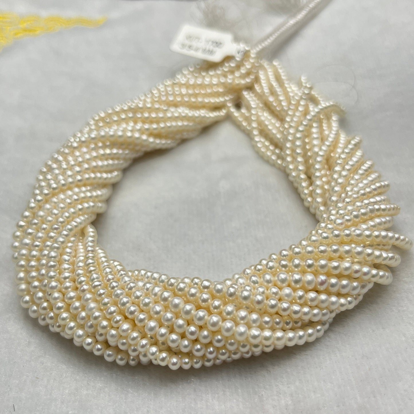 Fresh Water Pearl, Cream Color, Round Shape, 3.5-4 MM Size