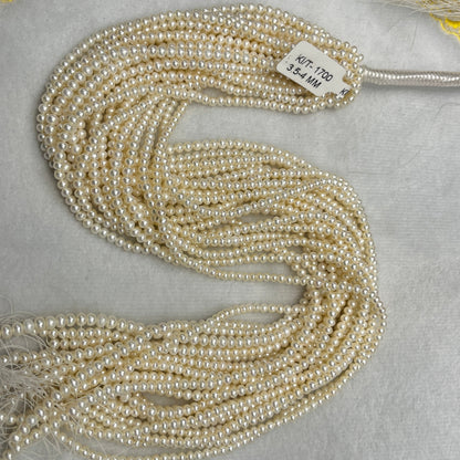 Fresh Water Pearl, Cream Color, Round Shape, 3.5-4 MM Size