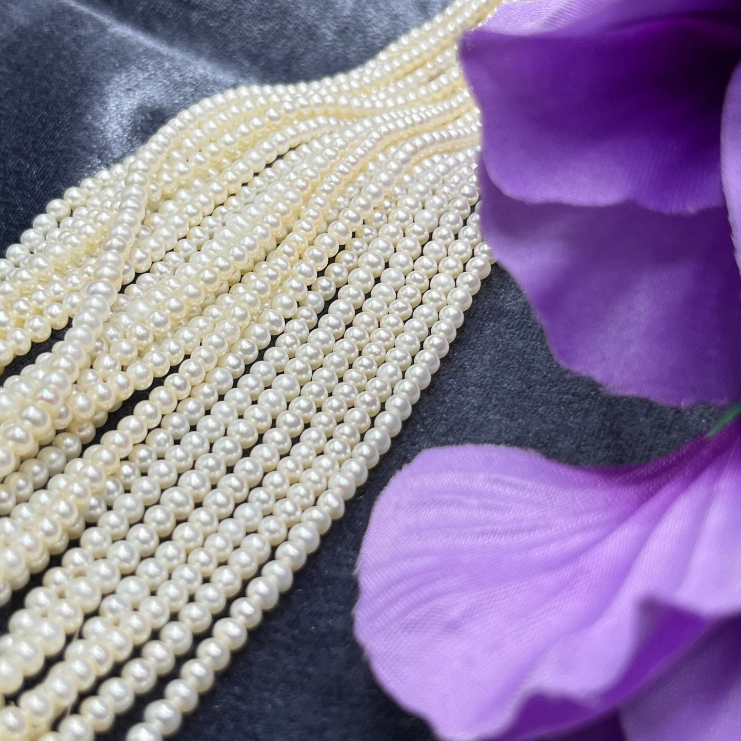 Fresh Water Pearl, Cream Color, Round Shape, 3.5-4 MM Size