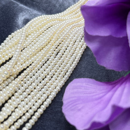 Fresh Water Pearl, Cream Color, Round Shape, 3.5-4 MM Size