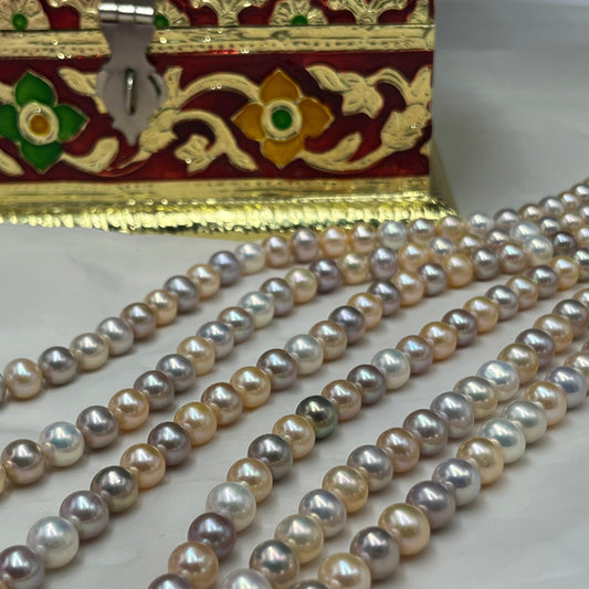 Fresh Water Pearl, Multi Color, Round Shape, 9-10MM Size