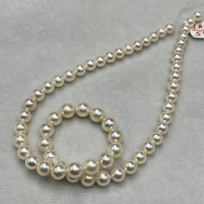 Akoya Pearl Off White Color, Round Shape, AAA Luster Pearl, 6.5-8.5 MM Size