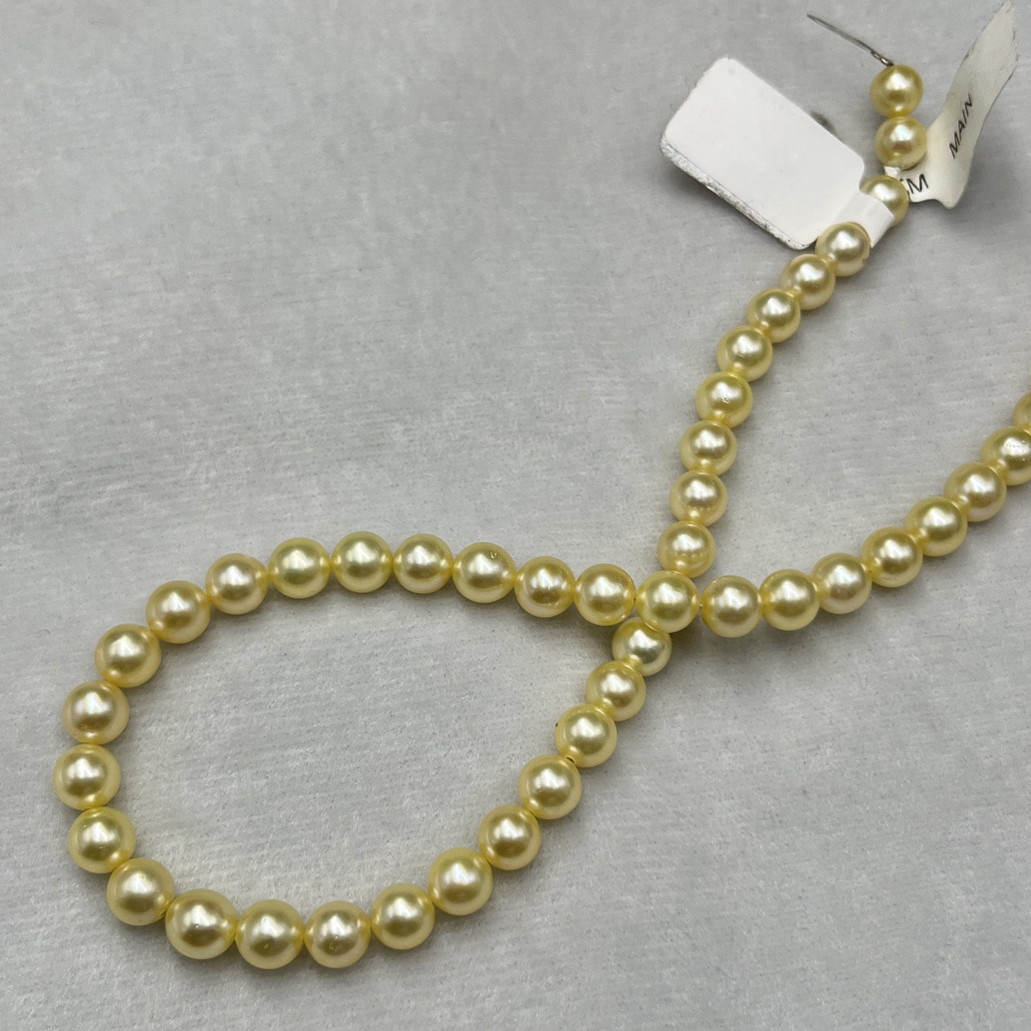 Akoya Pearl Light Golden Color, Round Shape, AAA Luster Pearl, 7-8 MM Size