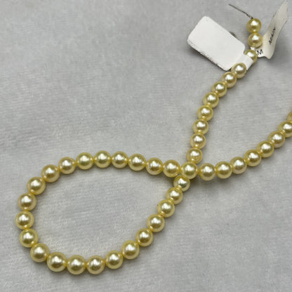 Akoya Pearl Light Golden Color, Round Shape, AAA Luster Pearl, 7-8 MM Size