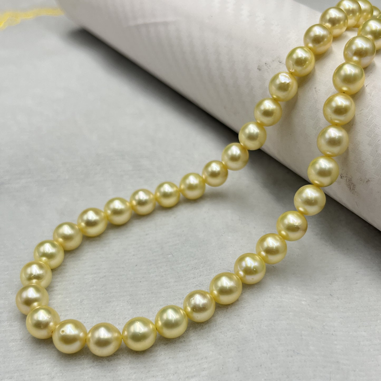 Akoya Pearl Light Golden Color, Round Shape, AAA Luster Pearl, 7-8 MM Size
