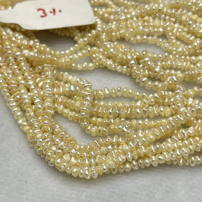 Japan Keshi Pearl Light Golden Color, Uneven Shape, AA Luster Pearl, 2-2.5 MM Size