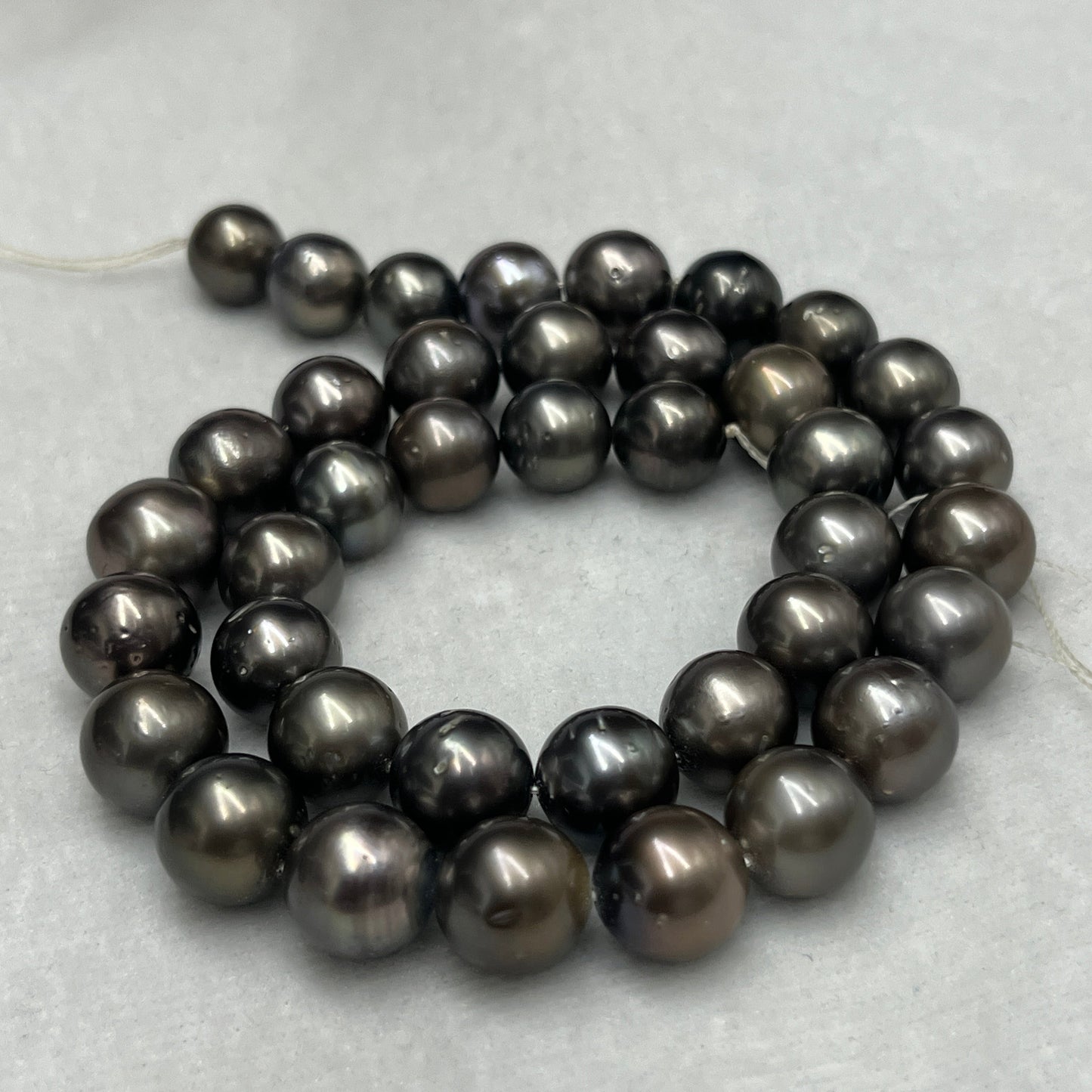 11-12.5 MM Size | Dark Gray Color |  Round Shape | Natural Real Tahitian Pearl Necklace | Good Luster | Saltwater Pearl
