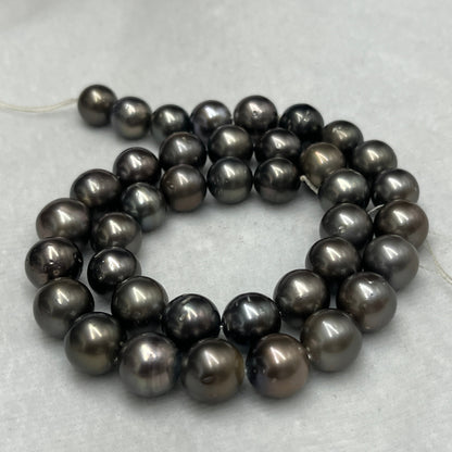 11-12.5 MM Size | Dark Gray Color |  Round Shape | Natural Real Tahitian Pearl Necklace | Good Luster | Saltwater Pearl