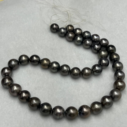 11-12.5 MM Size | Dark Gray Color |  Round Shape | Natural Real Tahitian Pearl Necklace | Good Luster | Saltwater Pearl