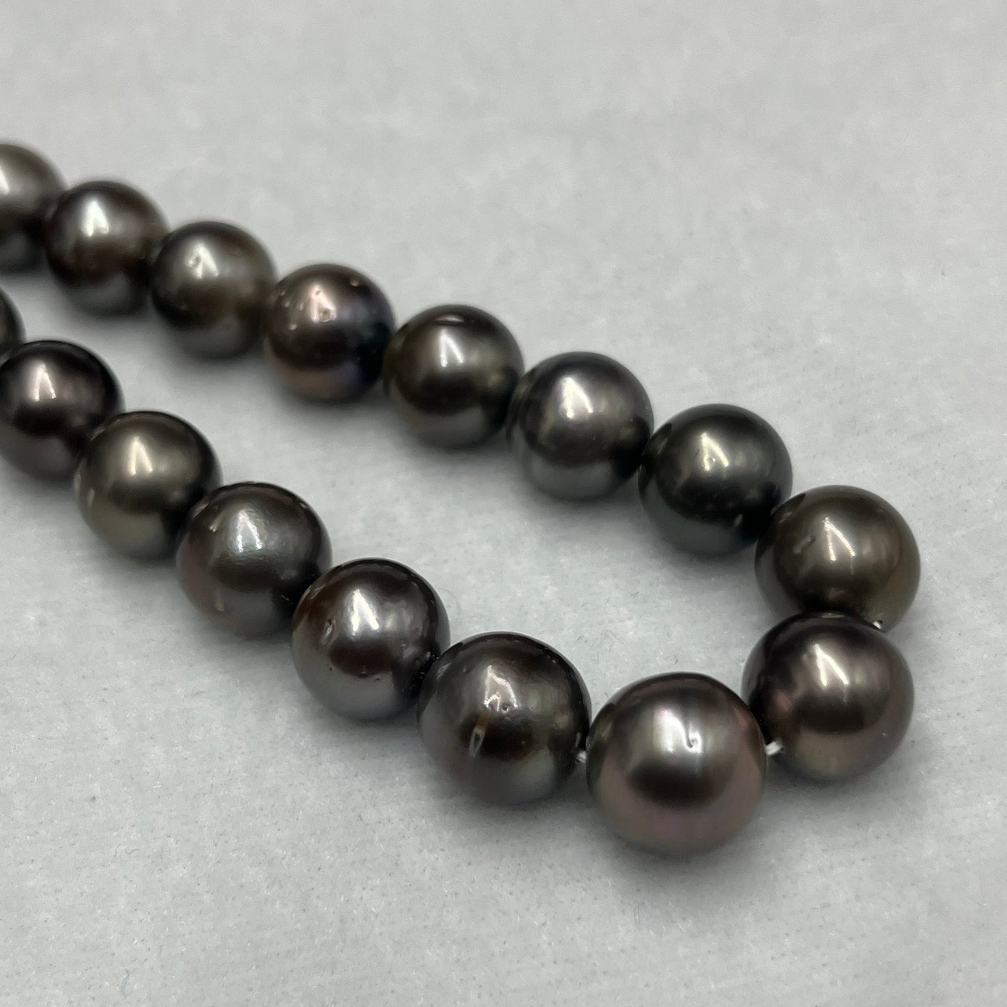 11-12.5 MM Size | Dark Gray Color |  Round Shape | Natural Real Tahitian Pearl Necklace | Good Luster | Saltwater Pearl