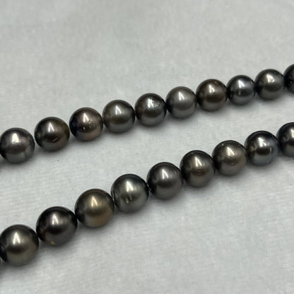11-12.5 MM Size | Dark Gray Color |  Round Shape | Natural Real Tahitian Pearl Necklace | Good Luster | Saltwater Pearl