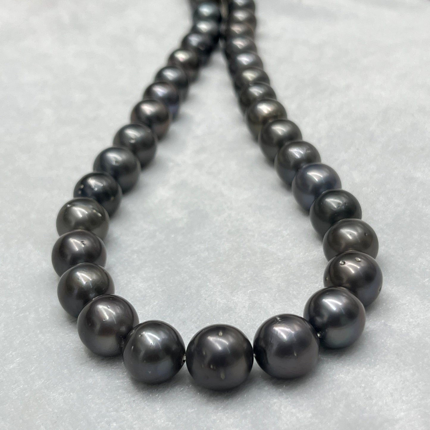 12-13 MM Size | Dark Gray Color |  Round Shape | Natural Tahitian Pearl Necklace | Good Luster | Saltwater Pearl